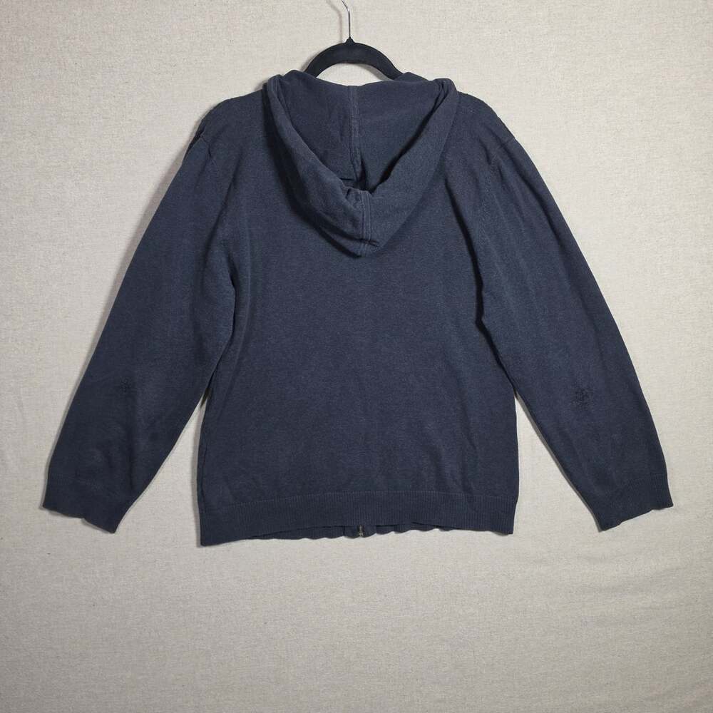 Curves Womens dark Gray Cable Knit Full Zip Hooded cardigan Size M Regular Fit - Picture 8 of 13